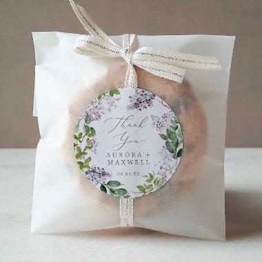 Rustic Lilac Thank You Wedding Favor Sticker