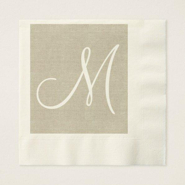 Rustic Linen Initial | Wedding Paper Napkins