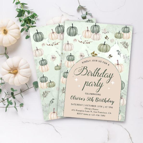 Rustic Little Pumpkin Fall Green Birthday Party