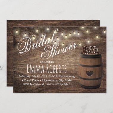 Rustic Love Sign Wine Barrel Country Bridal Shower Invitations
