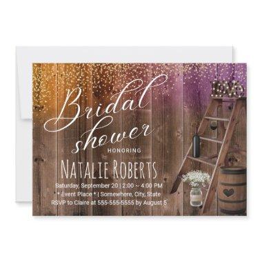 Rustic Love Wooden Ladder Barn Wood Bridal Shower Invitations