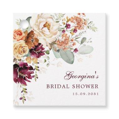 Rustic Maroon Terracotta Flowers Bridal Shower Favor Tags