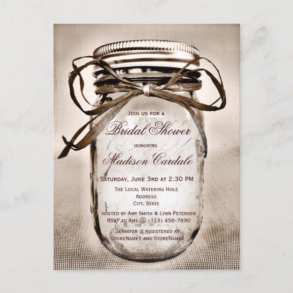 Rustic Mason Jar Bridal Shower Invitation POSTInvitations