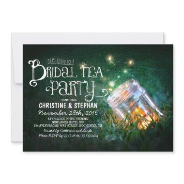rustic mason jar & fireflies bridal tea party