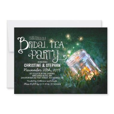 rustic mason jar & fireflies bridal tea party Invitations