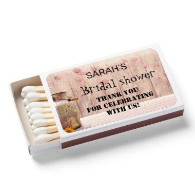 Rustic Mason Jar Floral  Thanks Favor Matchboxes
