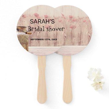 Rustic Mason Jar Floral Pink Bridal Shower Hand Fan