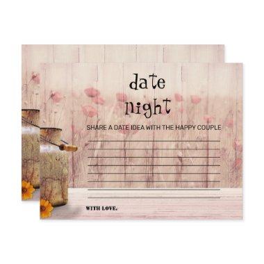 Rustic Mason Jar Pink Floral Date Night Invitations