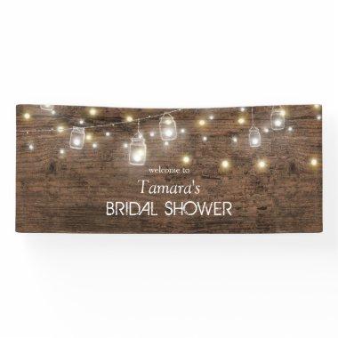 Rustic Mason Jar String Lights Bridal Shower Banner