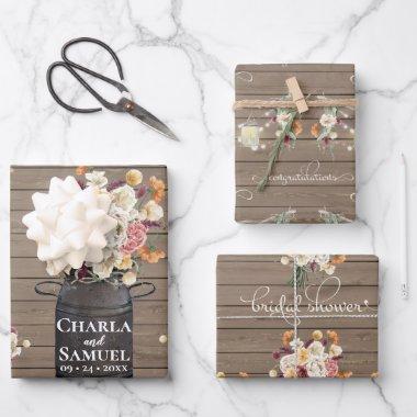 Rustic Mason Jar Watercolor Pesonalized Wedding Wr Wrapping Paper Sheets