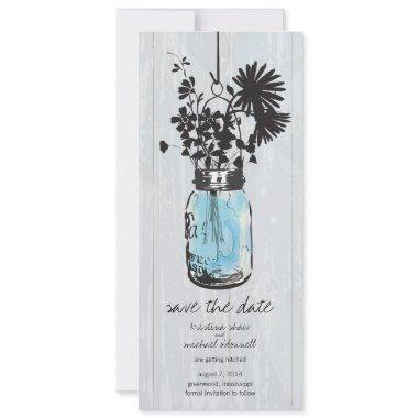 Rustic Mason Jar & Wildflowers Save the Date
