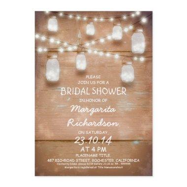 rustic mason jars with lights  invite