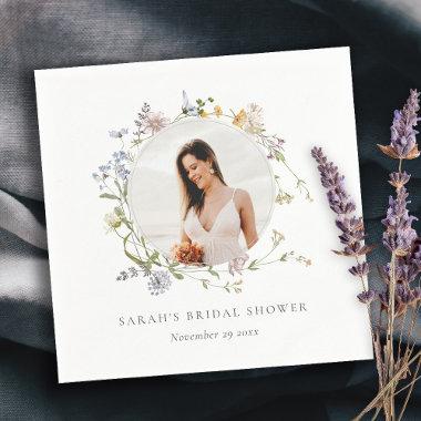 Rustic Meadow Floral Wreath Photo  Napkins