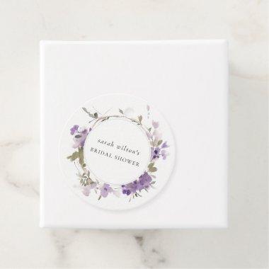 Rustic Meadow Lilac Floral Wreath  Favor Tags
