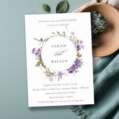 Rustic Meadow Lilac Floral Wreath Couples Shower