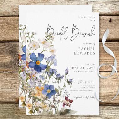Rustic Meadow Wildflowers Watercolor Bridal Brunch Invitations