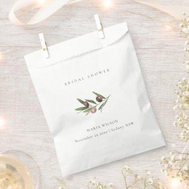 Rustic Minimal Olive Branch Foliage Bridal Shower Favor Bag