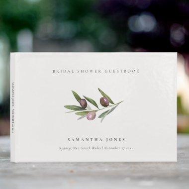 Rustic Minimal Olive Branch Foliage Bridal Shower Guest Book