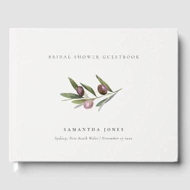 Rustic Minimal Olive Branch Foliage  Guest Book