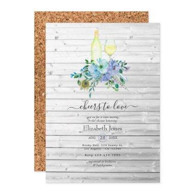 Rustic Mint & Blue Boho Wine Tasting Bridal Shower Invitations