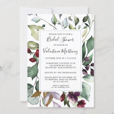 Rustic Modern Botanical Greenery Bridal Shower Invitations