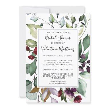 Rustic Modern Botanical Greenery Bridal Shower Invitations