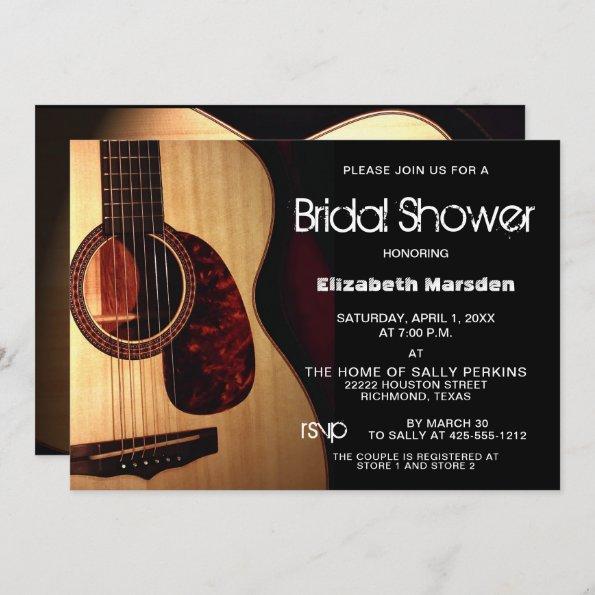 Rustic Modern Guitar Musical Bridal Shower Invitations