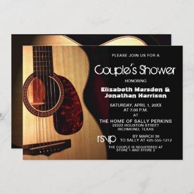 Rustic Modern Guitar Musical Couple's Shower Invitations