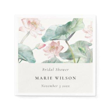 Rustic Modern Pastel Blush Waterlily Bridal Shower Napkins