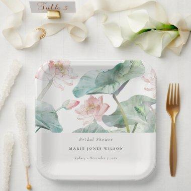 Rustic Modern Pastel Blush Waterlily  Paper Plates
