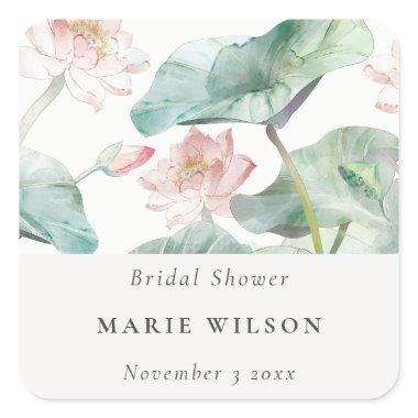 Rustic Modern Pastel Blush Waterlily  Square Sticker