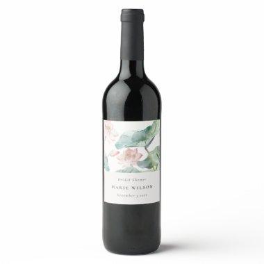 Rustic Modern Pastel Blush Waterlily  Wine Label