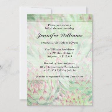 Rustic Modern Succulents Bridal Shower Invitations