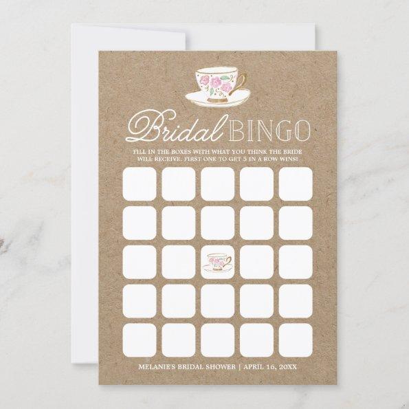 Rustic Modern Tea Party Bingo | Bridal Shower