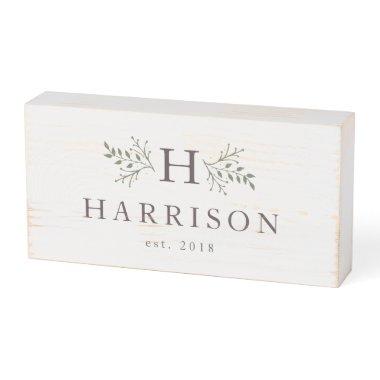 Rustic monogram family name wooden box sign