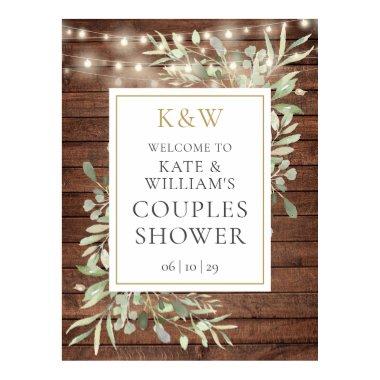 Rustic Monogram Foliage Bridal Shower Welcome Sign