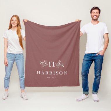 Rustic monogram rose newlywed blanket