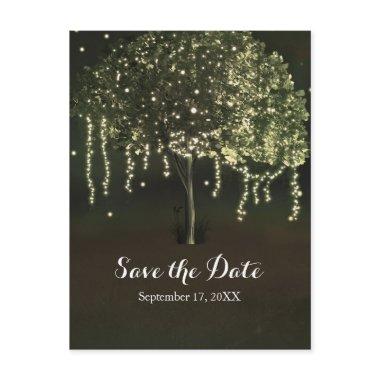 Rustic Mossy Lighted Tree Wedding Save The Date Announcement Post