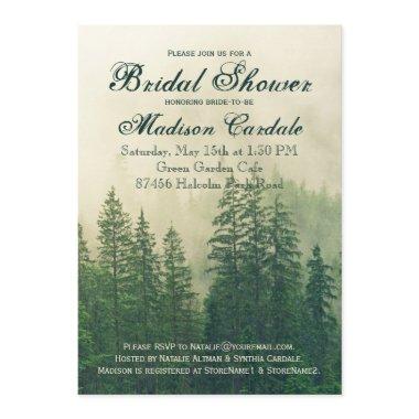 Rustic Mountain Forest Pine Trees Bridal Shower Invitations