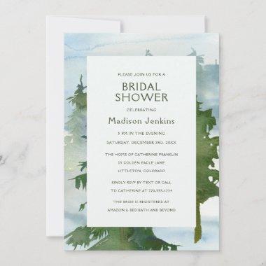 Rustic Mountain Forest Watercolor Bridal Shower