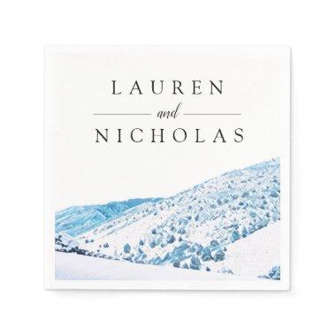 Rustic Mountain Personalized Winter Wedding Napkins