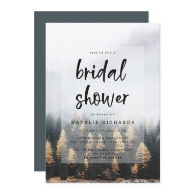 Rustic Mountain Pine Trees Fall Bridal Shower Invitations