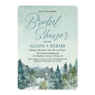 Rustic mountains and snow couples