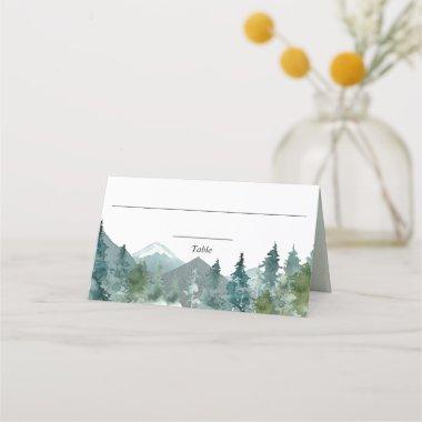 Rustic mountains forest watercolor place