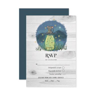 Rustic Mouse Firefly Mason Jar RSVP Card