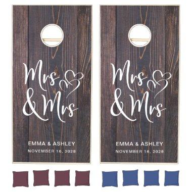 Rustic Mrs and Mrs Lesbian Wedding Cornhole Set