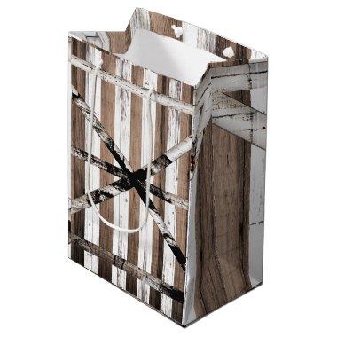 Rustic Multi Wood White & Brown Barn Door Medium Gift Bag