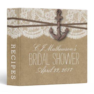 Rustic Nautical Anchor Beach Bridal Shower Recipe Binder