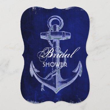 rustic Navy Blue anchor nautical bridal shower Invitations