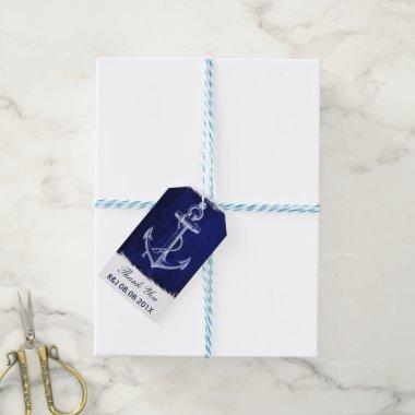 rustic Navy Blue anchor nautical wedding favor Gift Tags